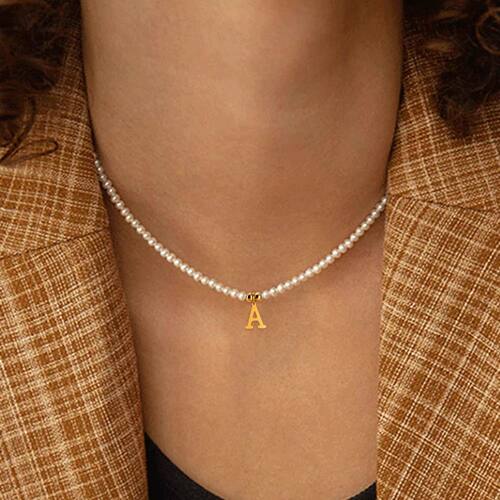 Stainless steel letters initial pendant necklace diy name Si