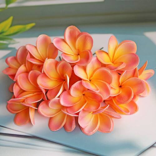 20PCS PU Artificial plumeria hair flower Stems Natural Real