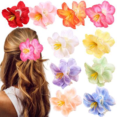 1PC Girls Tulip Flower Hair Clips Catching Hawaiian Vacation