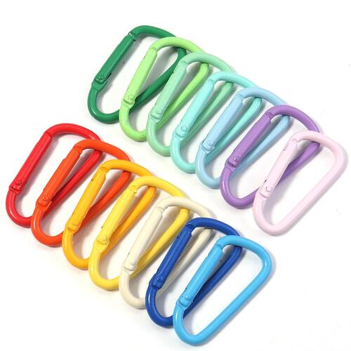 10pcs Alloy Carabiner Key Chain Clip Colorful D-shaped Sprin