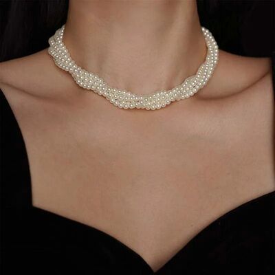 Vintage Multilayer Pearl Choker Necklaces for Women Elegant