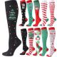 Compression Tree Socks Christmas Santa Claus Snowflake Patte