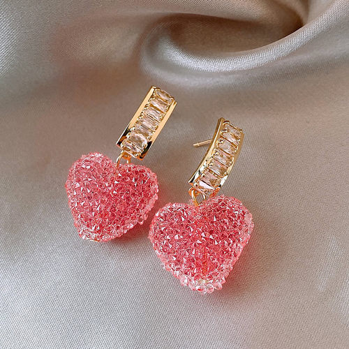 New Arrival Trendy Lovely Pink Heart Dangle Earrings For Wom