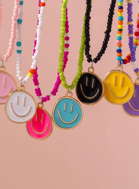 Aihua Cute Bohemia Irregular Round Smile Face Necklaces for