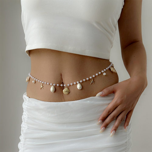 2026 Ins Wind Sea Star Shell Scallop Pearl Waist Chain