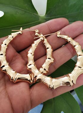 SoHot Trendy Bamboo Hoop Earrings Women Female Gold Silver C