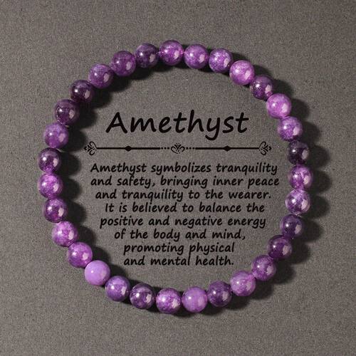 Natural Stone Real Amethyst Beads Bracelets 6/8/10mm Smooth