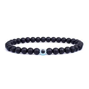 Obsidian Hematite Beads Bracelet Men Nature Stone Evil Eye B