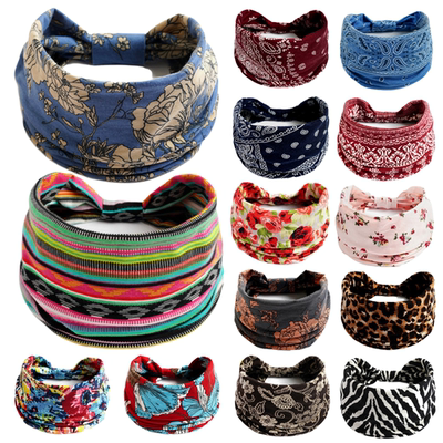 Wide Headwrap Headbands for Women Boho Knoted Elastic Hair B