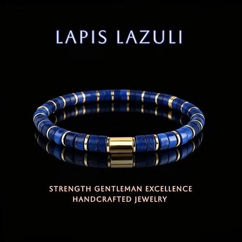 Natural Lapis Lazuli Bead Inlays Bracelet for Women Men Symb