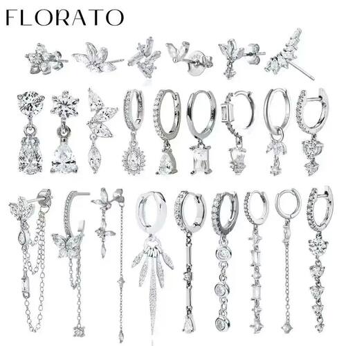 Women Pure Silver Series 925 Sterling Silver Ear Needle Geom