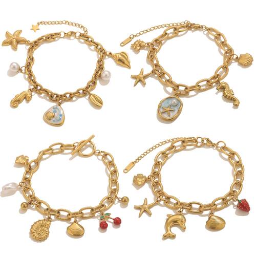 Jolivie Stainless Steel Starfish Seashell Bracelet Gold-Plat