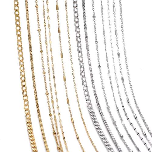 No Fade 2Meters Stainless Steel Cha Gold Color Lips Beads Be