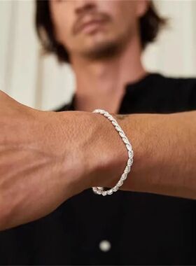Simple Silver Color Stainless Steel Twist Chain Bracelet For