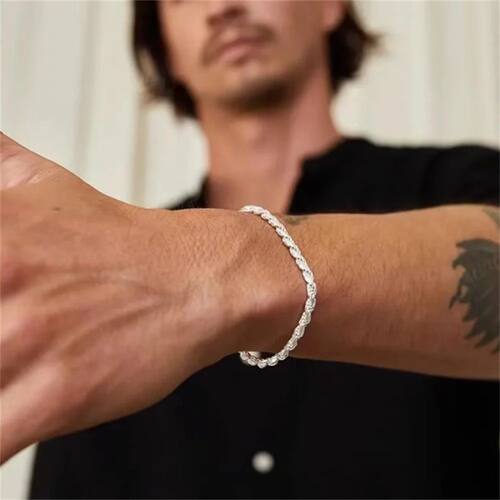 Simple Silver Color Stainless Steel Twist Chain Bracelet For