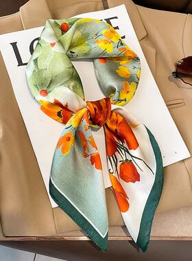 70x70cm Silk Scarf Square For WomenFloral Printed Shawl Wrap