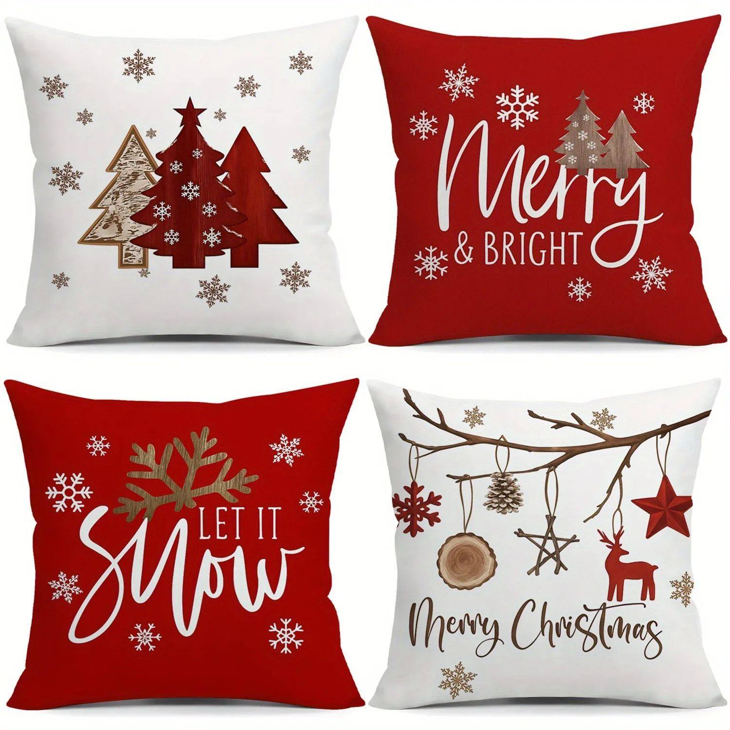 Christmas Tree & Snowflake Pattern Merry Christmas Pillowcas