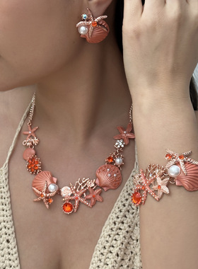 2026 Beach vacation style patchwork necklace set