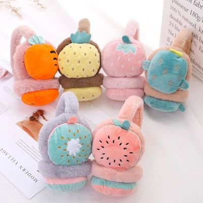 Cute Cartoon Fruit Girls Winter Warm Ear Muffs  Fluffy Fold