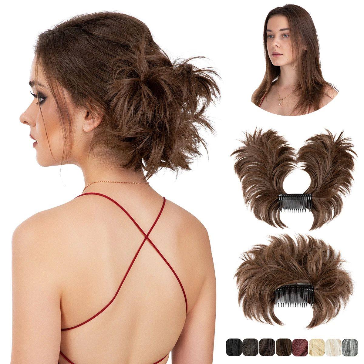 Synthetic Hair Bun Extensions Messy Curly Hair Chignon Scrun