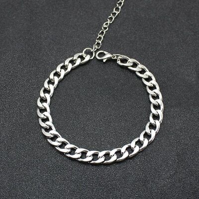 Hiphop Silver Color Thick Chain Bracelets for Women Men Meta