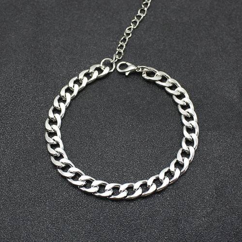 Hiphop Silver Color Thick Chain Bracelets for Women Men Meta