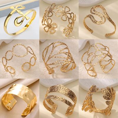 Stainless Steel Bracelet For Women Men Aesthetic Flower Leaf