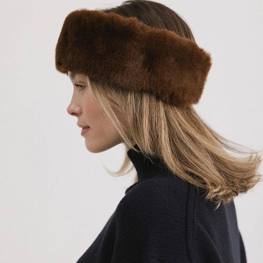 1pc Autumn Winter Plush Fur Headband for Women Fluffy Elasti