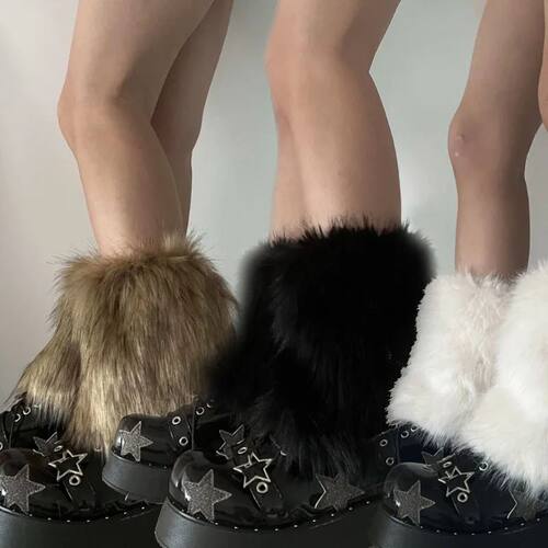 3 Colors 15cm Thicken Faux Furs Plush Leg Warmers Winter Wom