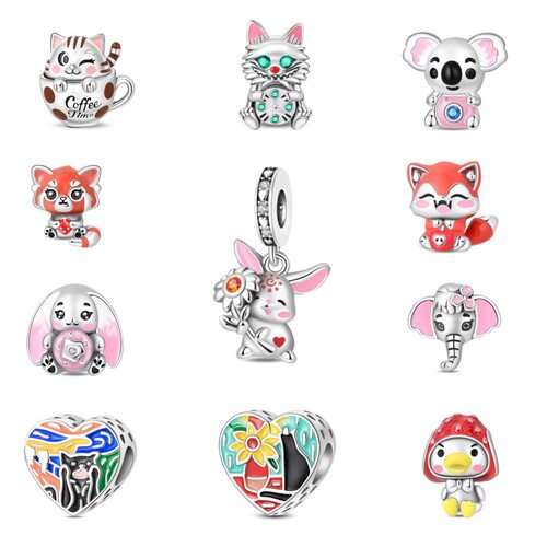 Cute pet animal bead accessories copper silver plated