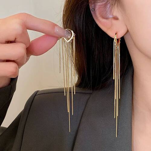 925 Silver Needle KoreanLong Chain Tassel Earrings For Women