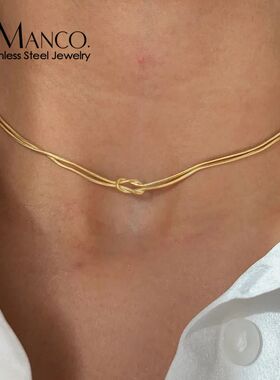 eManco Gold Color Stainless Steel Chain Minimalist Style Kno