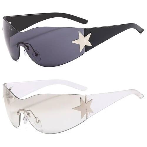 New Y2K Rimless Punk Sunglasses Goggle Women Men Luxury Bran