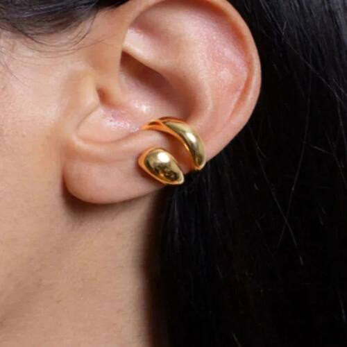 Fashion Gold Color Double layered Ear Cuff Earrings Non-Pier