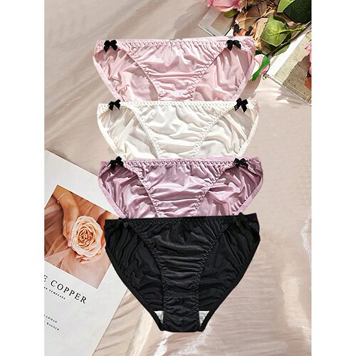 cute butterfly ice silk seamless mid-waist women's briefs fo
