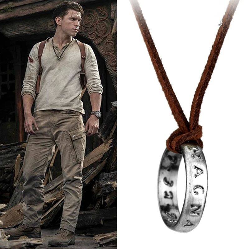 Movie Game Uncharted 4 Necklace Nathan Drake Cosplay Ring Le
