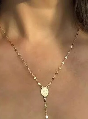 NewVintage  Cross Bohemia Religious Rosary Pendant Necklace