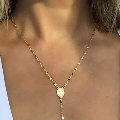 NewVintage  Cross Bohemia Religious Rosary Pendant Necklace