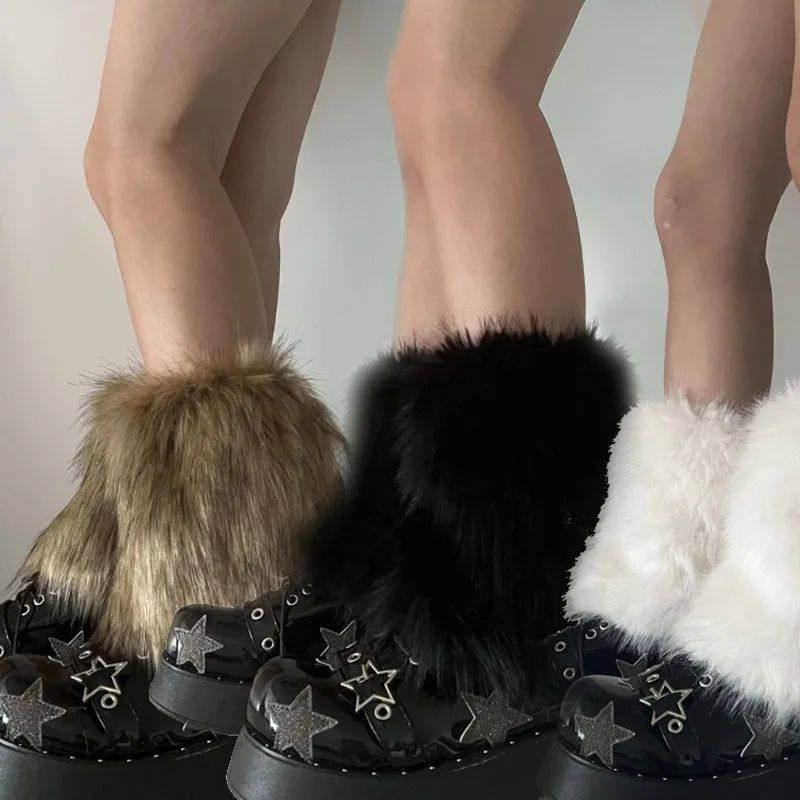 3 Colors 15cm Thicken Faux Furs Plush Leg Warmers Winter Wom