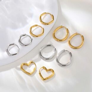 Minimalist Stainless Steel Hoop Earrings For Women, Geometri