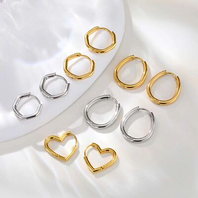 Minimalist Stainless Steel Hoop Earrings For Women, Geometri