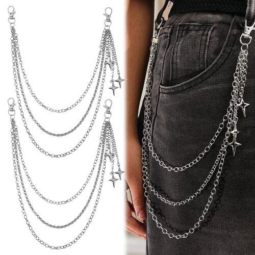 Fashion Punk Multilayer Metal Star Pendant Pant Chain Hip Ho