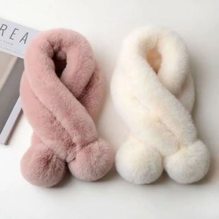 Scarf Faux Ball Plush Thickened Cross Fur 1pc Rabbit