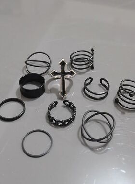 Fashion Women Ring Set Punk Cool Anillos Vintage Simple Blac