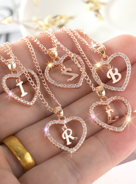 Womens Jewelry Name Initials Heart Pendant Necklace 26 Lette