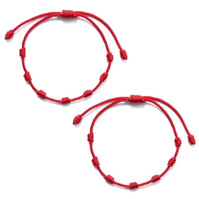 2Pcs 7 Knots Lover Red String Friendship Bracelet Attract We