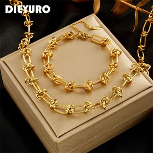 316L Stainless Steel Gold Silver Color Twist Knot Necklace B