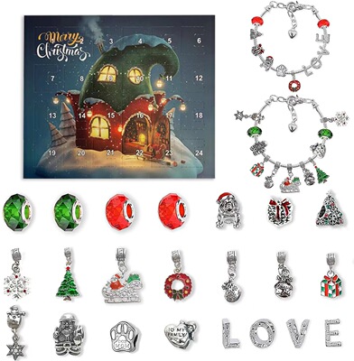 Christmas Advent 24 Countdown Calendar Gift Box diy Bracelet