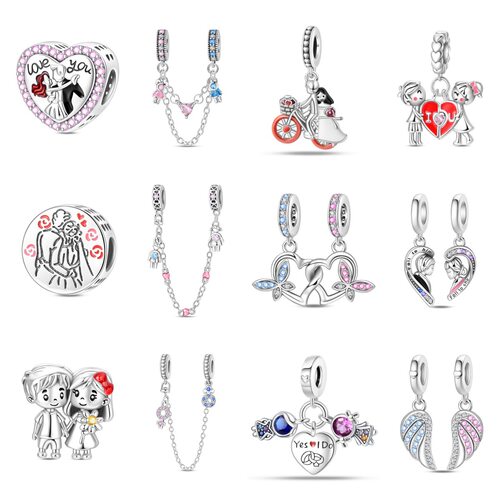 Hot selling couple love pendant with safety chain beads