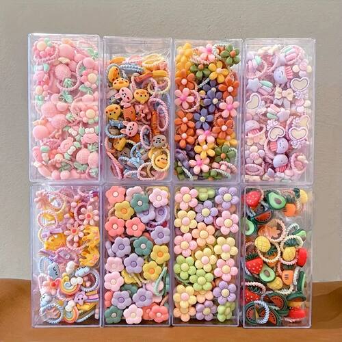 30pcs girls high elastic hair band does not hurt hair, carto